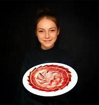 Michel con Jamón Cortado en curso de corte